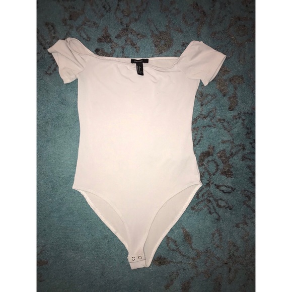 FOREVER 21 OFF THE SHOULDER CREAM BODYSUIT - Picture 2 of 4